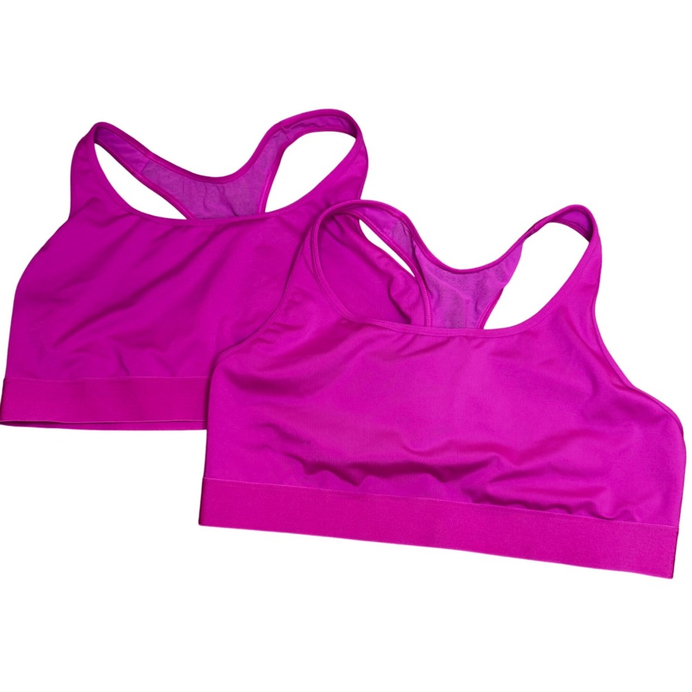 Victoria's Secret Sports Bra Lot of‎ 2 Racerback Hot Pink Activewear Size L